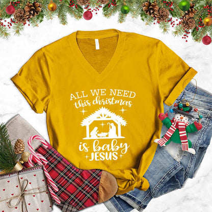 All We Need This Christmas Is Baby Jesus V-Neck - Brooke & Belle
