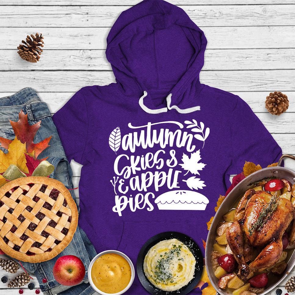 Autumn & Skies Apple Pies Version 2 Hoodie Team Purple - Graphic hoodie with autumnal design featuring apples and pie motifs for a cozy fall vibe.