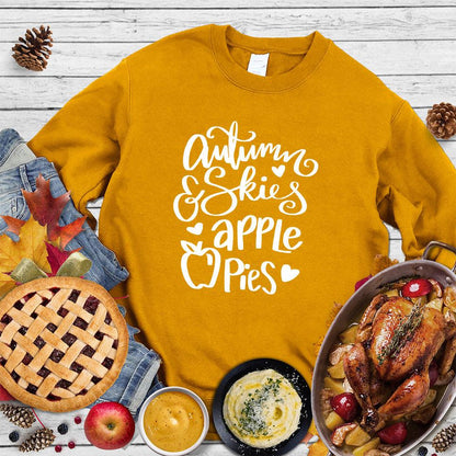Autumn & Skies Apple Pies Sweatshirt Heather Mustard - Comfy sweatshirt with autumn-themed design featuring script & apple graphic.
