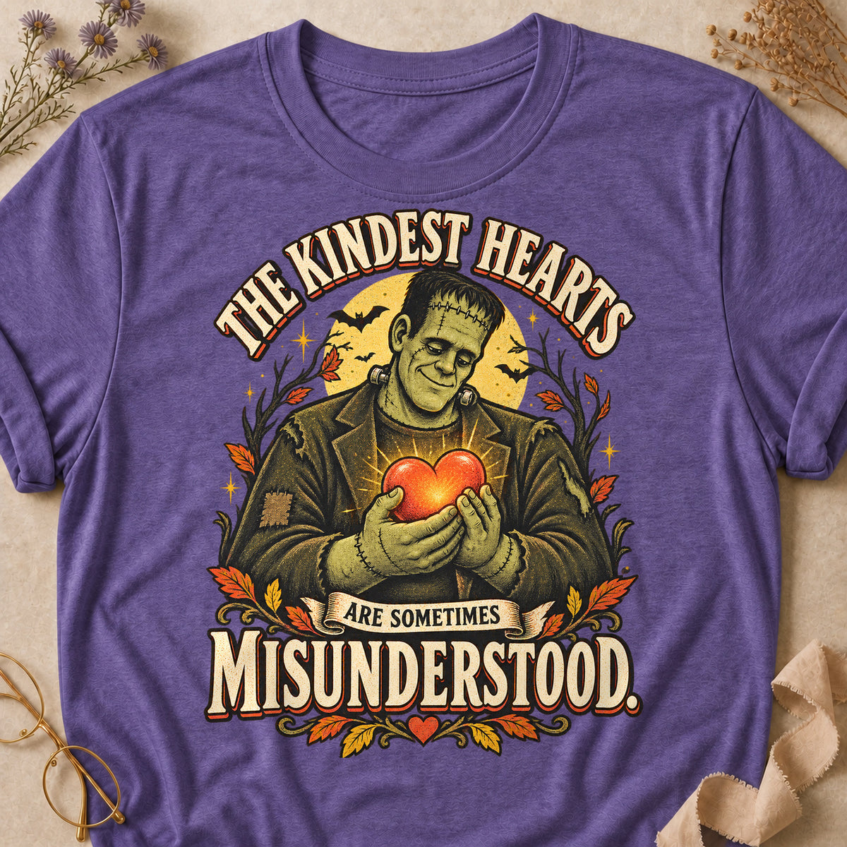 The Kindest Hearts Are Sometimes Misunderstood Colored Print T-Shirt - Heather Purple - Brooke & Belle