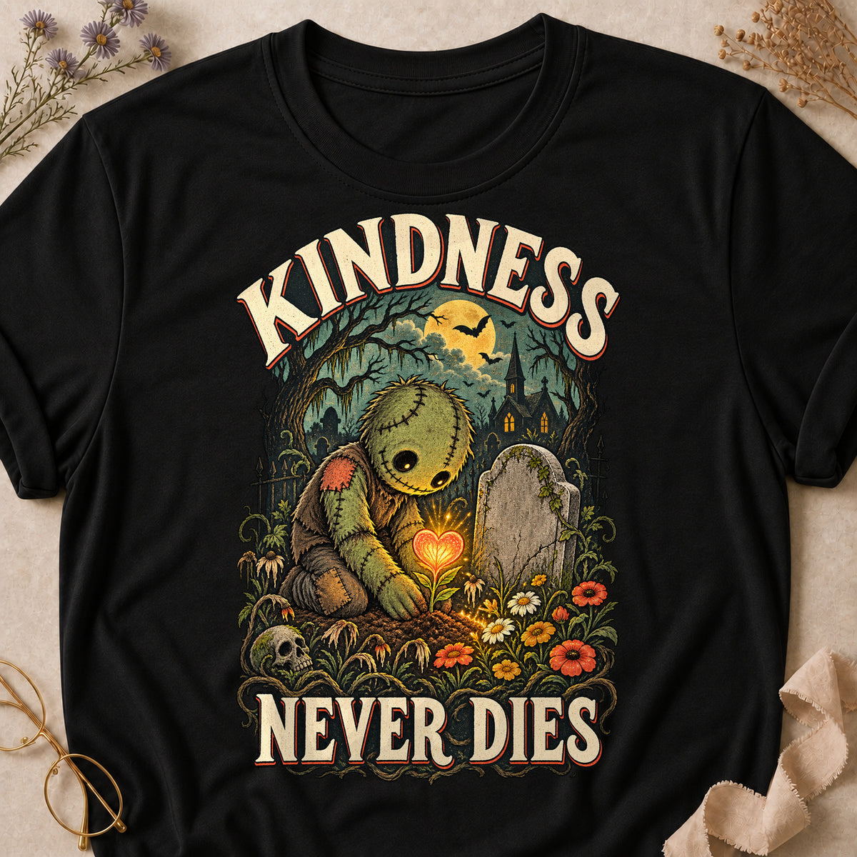 Kindness Never Dies Colored Print T-Shirt - Black - Brooke & Belle