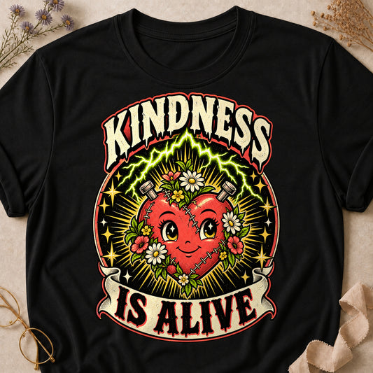 Kindness Is Alive Colored Print T-Shirt - Black - Brooke & Belle
