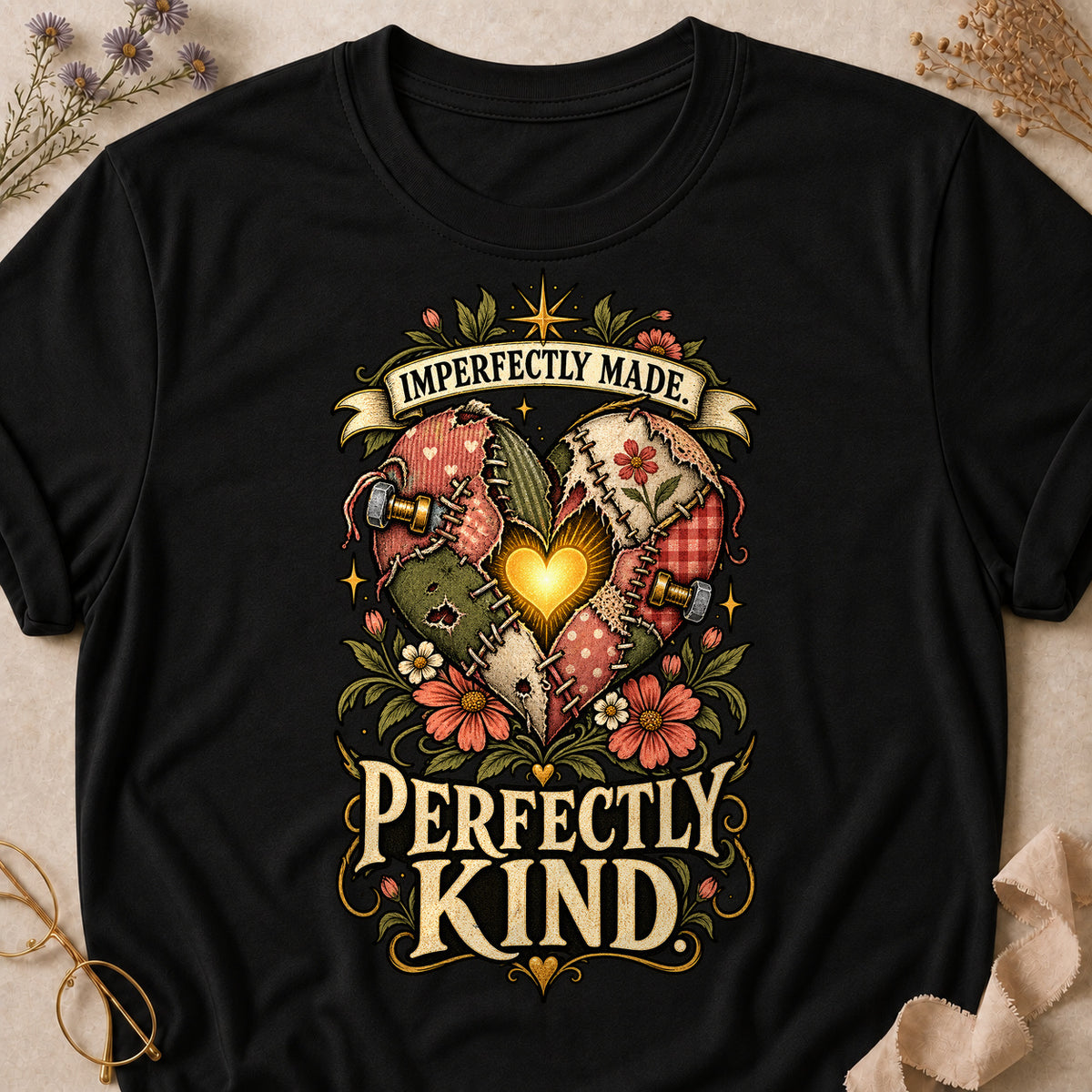 Imperfectly Made, Perfectly Kind Colored Print T-Shirt - Black - Brooke & Belle
