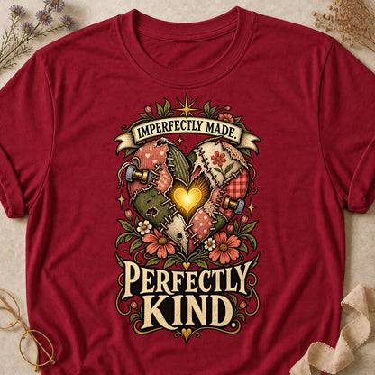 Imperfectly Made, Perfectly Kind Colored Print T-Shirt - Cardinal Red - Brooke & Belle