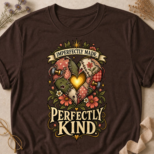 Imperfectly Made, Perfectly Kind Colored Print T-Shirt - Dark Chocolate - Brooke & Belle