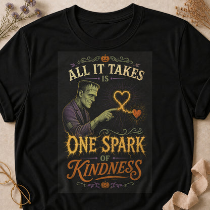 All It Takes Is One Spark Of Kindness Colored Print T-Shirt - Black - Brooke & Belle