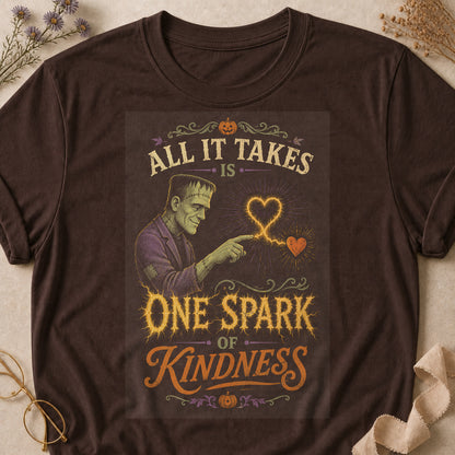 All It Takes Is One Spark Of Kindness Colored Print T-Shirt - Dark Chocolate - Brooke & Belle