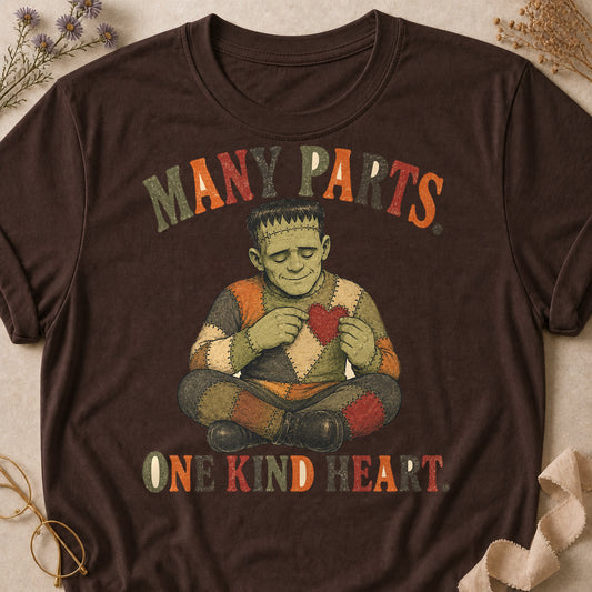 Many Parts. One Kind Heart Colored Print T-Shirt - Dark Chocolate - Brooke & Belle