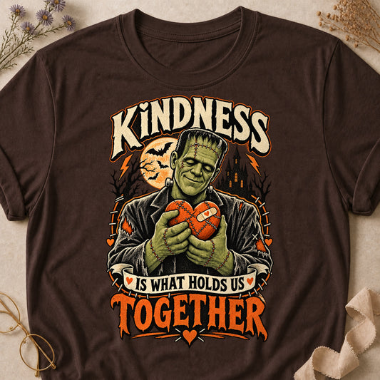 Kindness Is What Holds Us Together Colored Print T-Shirt - Dark Chocolate - Brooke & Belle