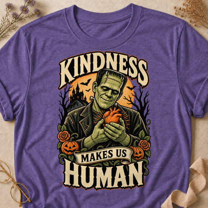 Kindness Makes Us Human Colored Print T-Shirt - Heather Purple - Brooke & Belle