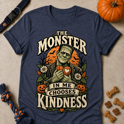 The Monster In Me Chooses Kindness Colored Print T-Shirt - Heather Navy - Brooke & Belle