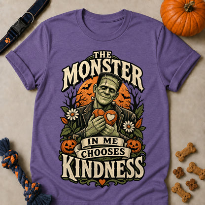 The Monster In Me Chooses Kindness Colored Print T-Shirt - Heather Purple - Brooke & Belle