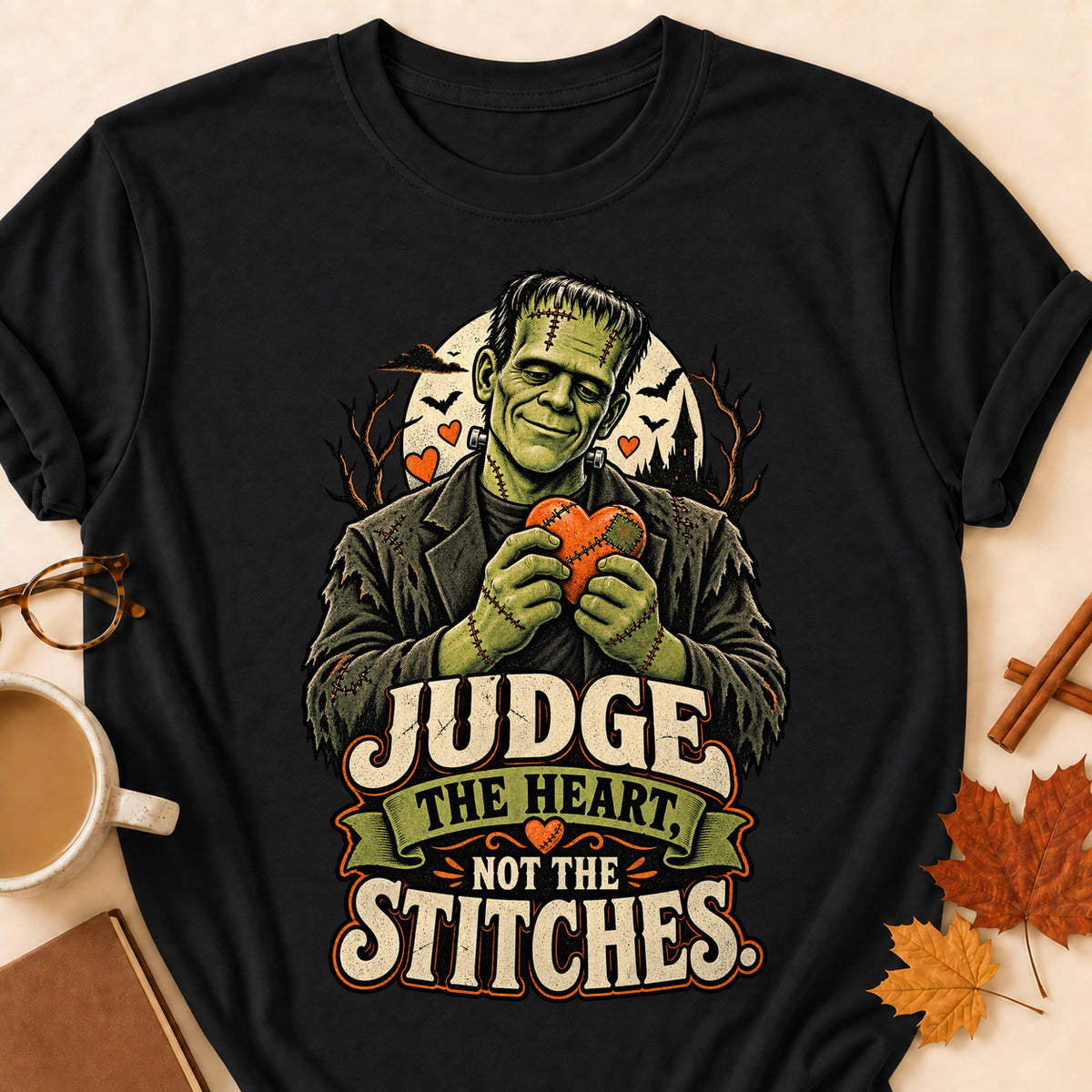 Judge The Heart, Not The Stitches Colored Print T-Shirt - Black - Brooke & Belle