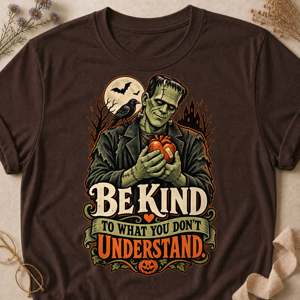 Be Kind To What You Don't Understand Colored Print T-Shirt - Dark Chocolate - Brooke & Belle