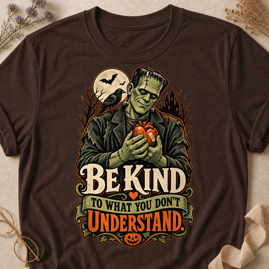 Be Kind To What You Don't Understand Colored Print T-Shirt - Dark Chocolate - Brooke & Belle