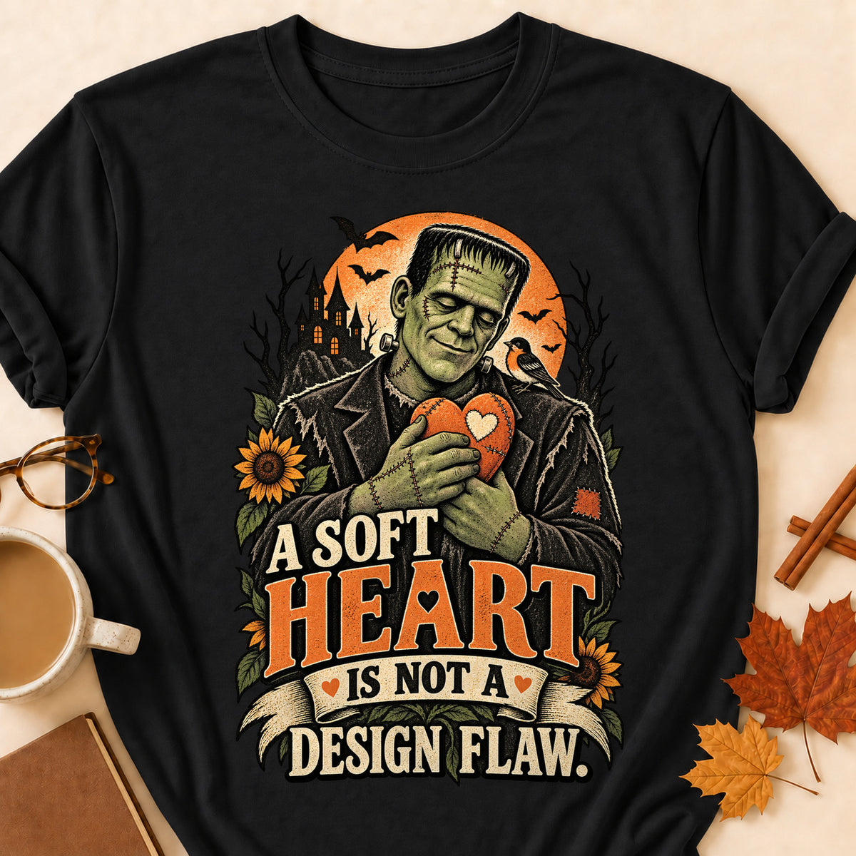 A Soft Heart Is Not A Design Flaw Colored Print T-Shirt - Black - Brooke & Belle