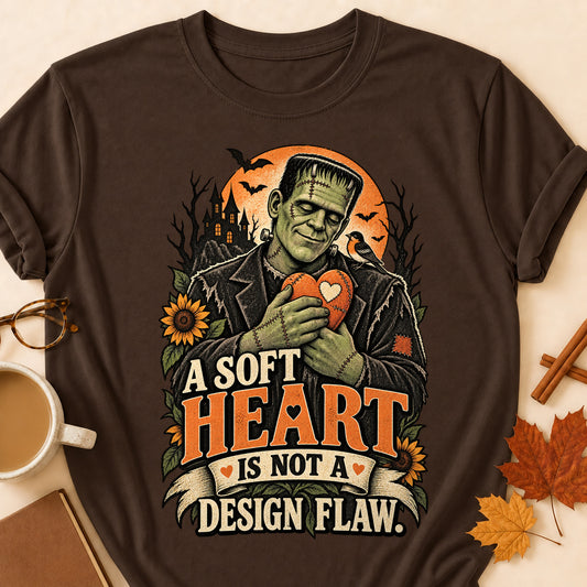 A Soft Heart Is Not A Design Flaw Colored Print T-Shirt - Dark Chocolate - Brooke & Belle