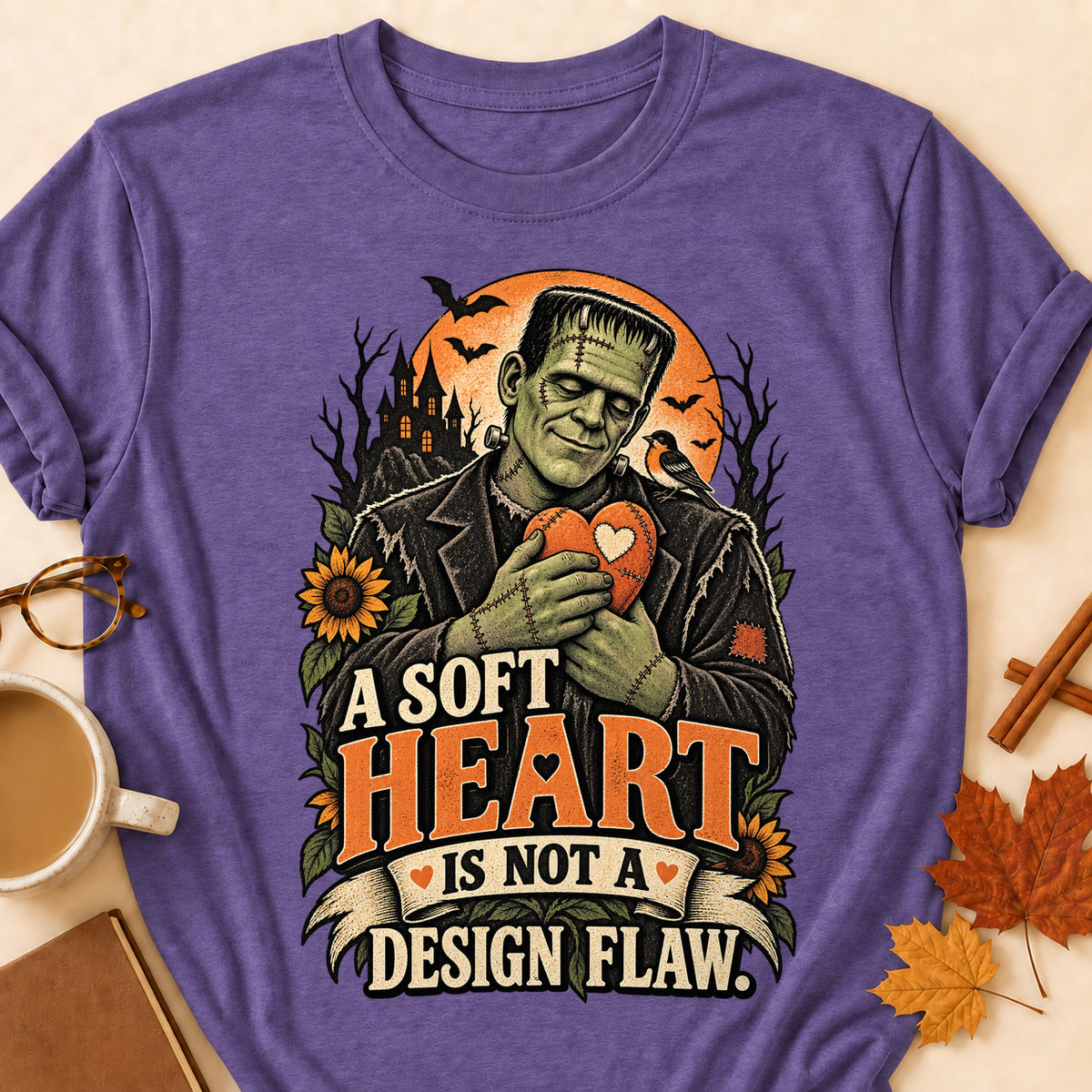A Soft Heart Is Not A Design Flaw Colored Print T-Shirt - Heather Purple - Brooke & Belle