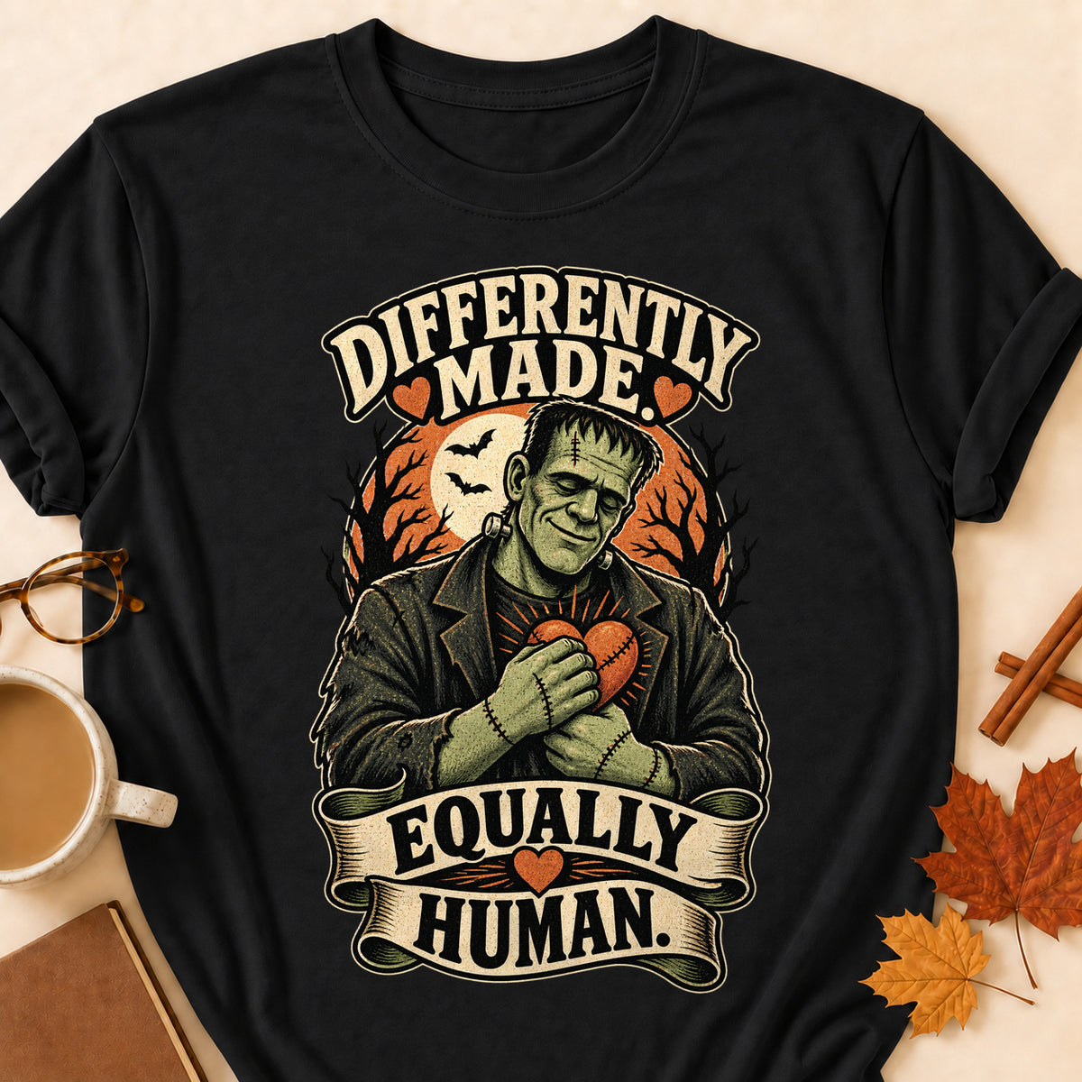 Differently Made, Equally Human Colored Print T-Shirt - Black - Brooke & Belle