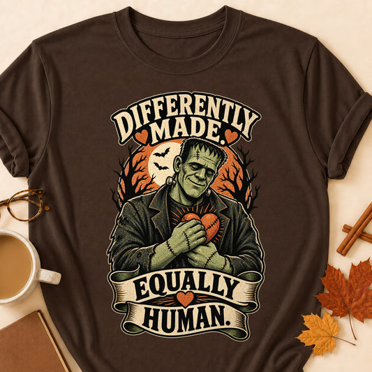 Differently Made, Equally Human Colored Print T-Shirt - Dark Chocolate - Brooke & Belle