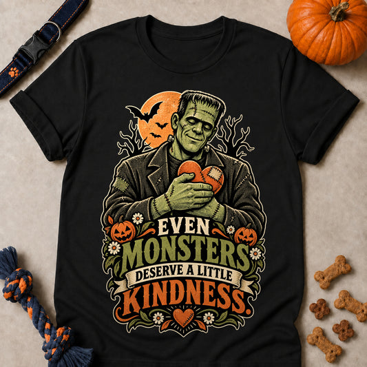 Even Monsters Deserve A Little Kindness Colored Print T-Shirt - Black - Brooke & Belle