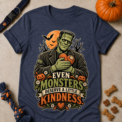 Even Monsters Deserve A Little Kindness Colored Print T-Shirt - Heather Navy - Brooke & Belle
