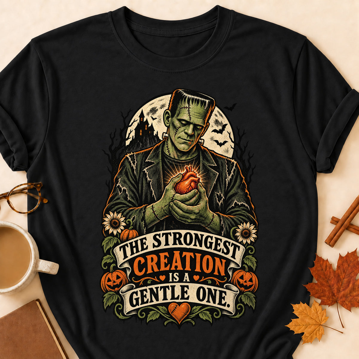 The Strongest Creation Is A Gentle One Colored Print T-Shirt - Black - Brooke & Belle