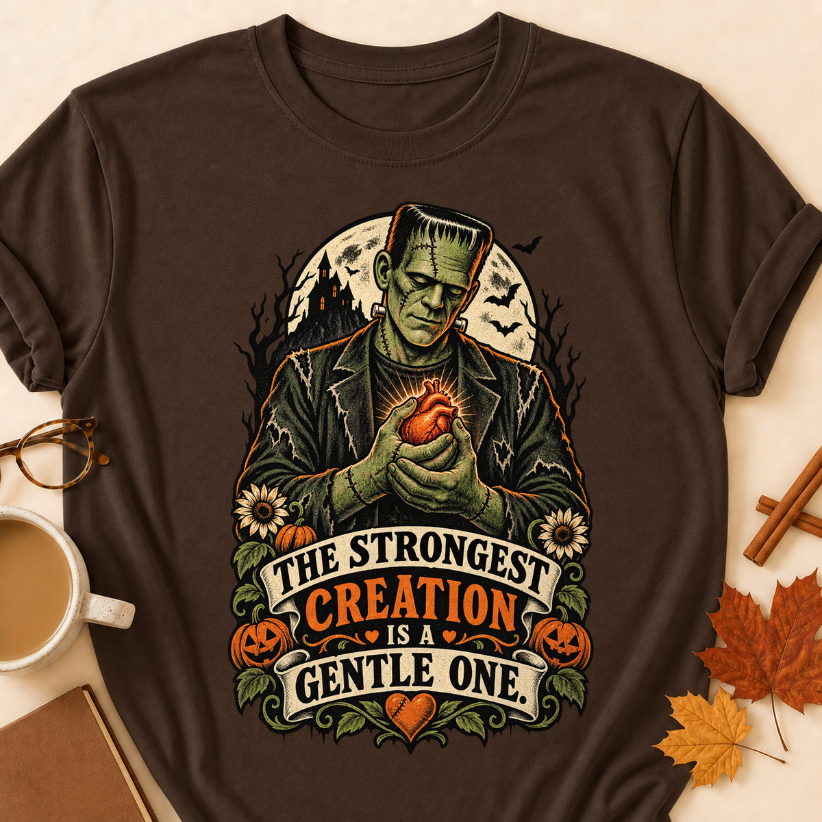 The Strongest Creation Is A Gentle One Colored Print T-Shirt - Dark Chocolate - Brooke & Belle