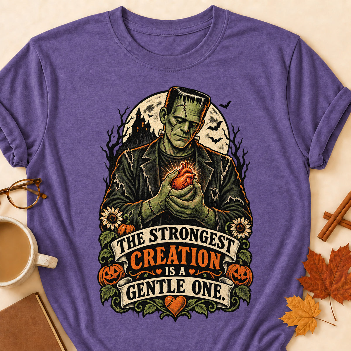 The Strongest Creation Is A Gentle One Colored Print T-Shirt - Heather Purple - Brooke & Belle