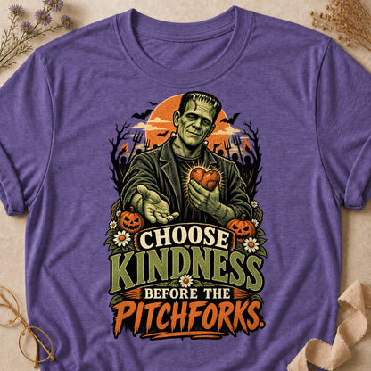 Choose Kindness Before The Pitchforks Colored Print T-Shirt - Heather Purple - Brooke & Belle