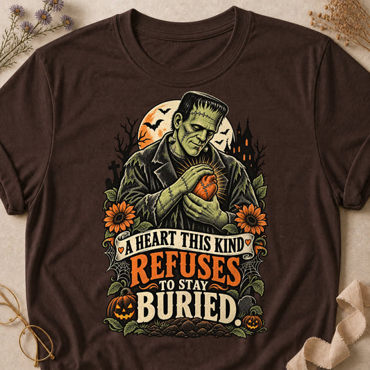A Heart This Kind Refuses To Stay Buried Colored Print T-Shirt - Dark Chocolate - Brooke & Belle