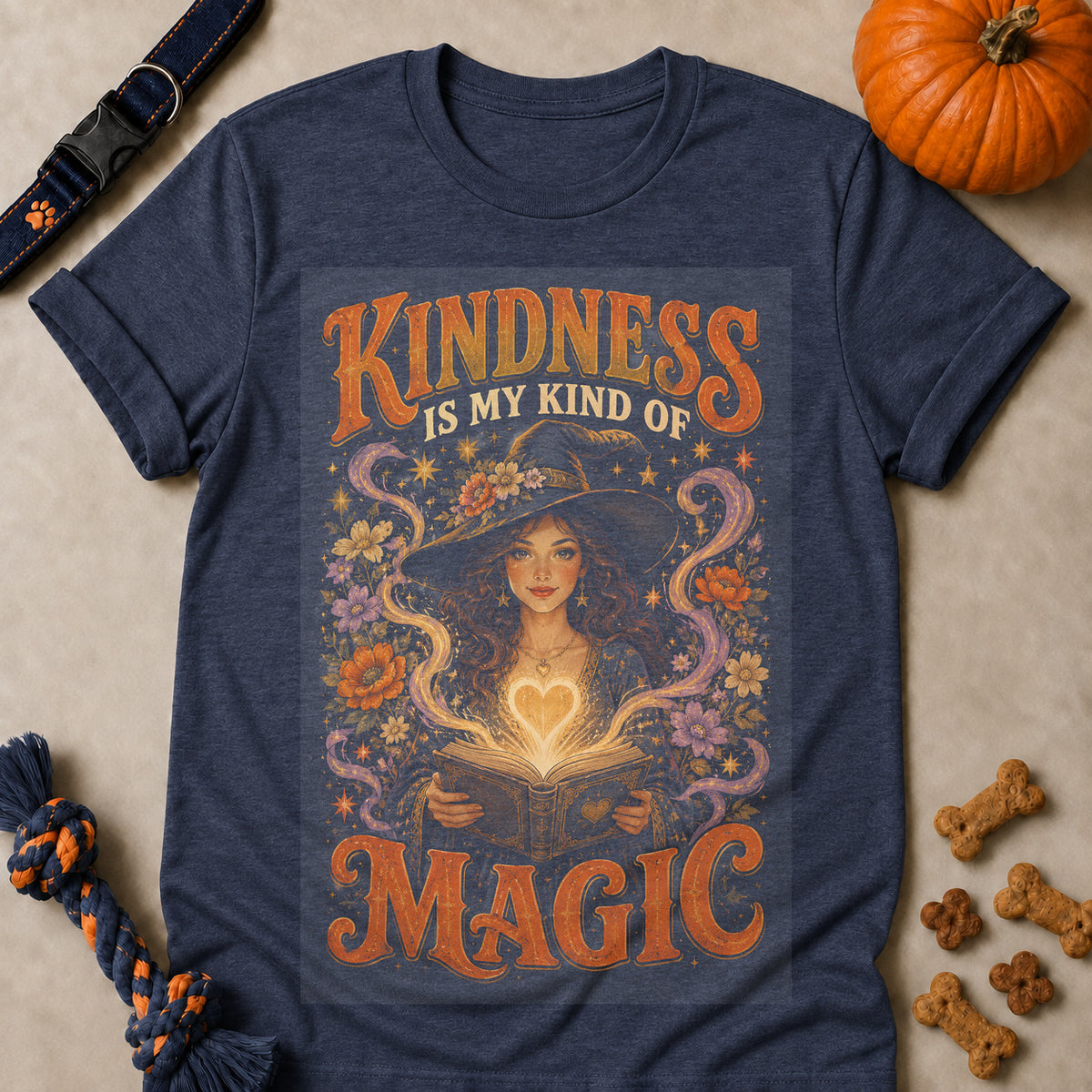 Kindness Is My Kind Of Magic Colored Print T-Shirt - Heather Navy - Brooke & Belle