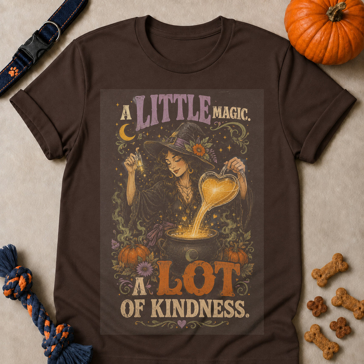A Little Magic. A Lot Of Kindness Colored Print T-Shirt - Dark Chocolate - Brooke & Belle
