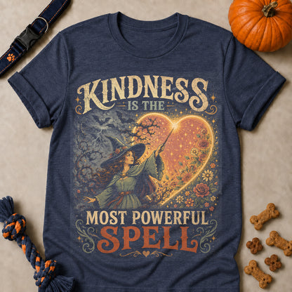 Kindness Is The Most Powerful Spell Colored Print T-Shirt - Heather Navy - Brooke & Belle