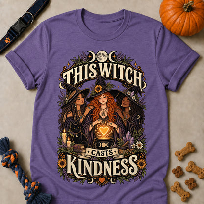 This Witch Casts Kindness Colored Print T-Shirt - Heather Purple - Brooke & Belle