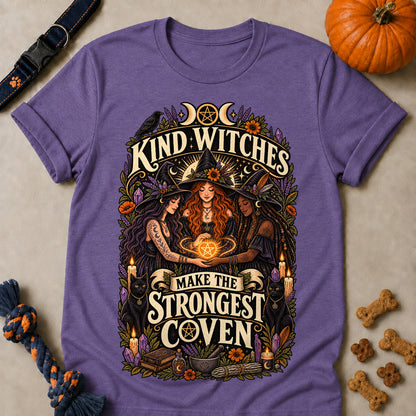 Kind Witches Make The Strongest Coven Colored Print T-Shirt - Heather Purple - Brooke & Belle