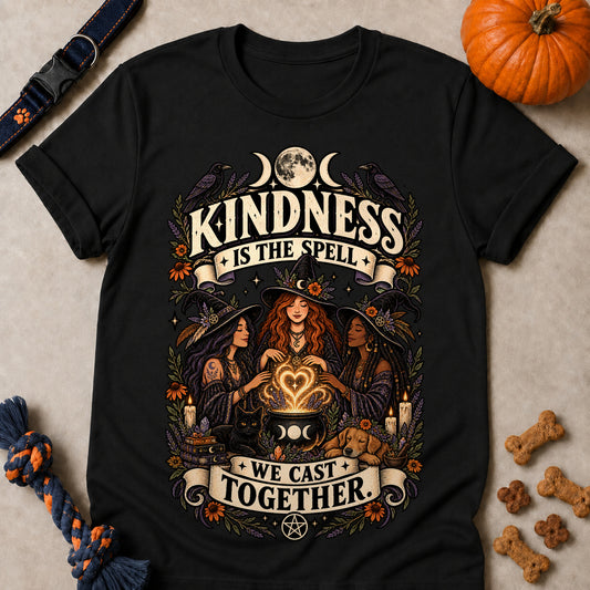 Kindness Is The Spell We Cast Together Colored Print T-Shirt - Black - Brooke & Belle
