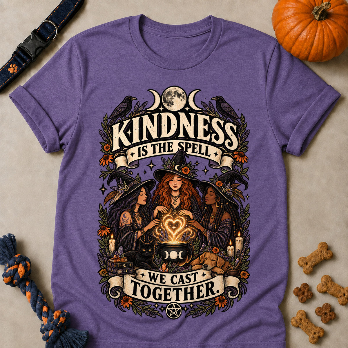 Kindness Is The Spell We Cast Together Colored Print T-Shirt - Heather Purple - Brooke & Belle