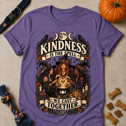 Kindness Is The Spell We Cast Together Colored Print T-Shirt - Heather Purple - Brooke & Belle