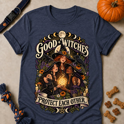 Good Witches Protect Each Other Colored Print T-Shirt - Heather Navy - Brooke & Belle