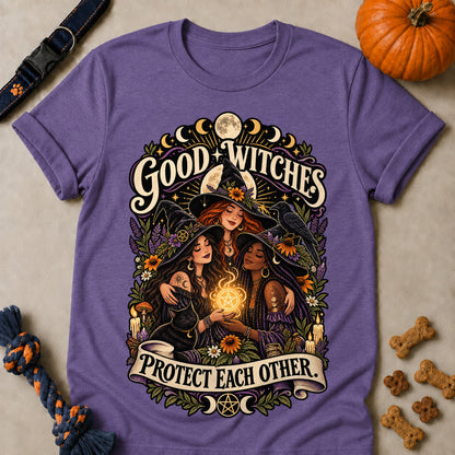 Good Witches Protect Each Other Colored Print T-Shirt - Heather Purple - Brooke & Belle
