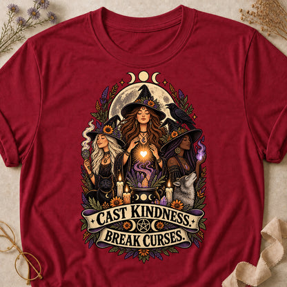 Cast Kindness. Break Curses Colored Print T-Shirt - Cardinal Red - Brooke & Belle