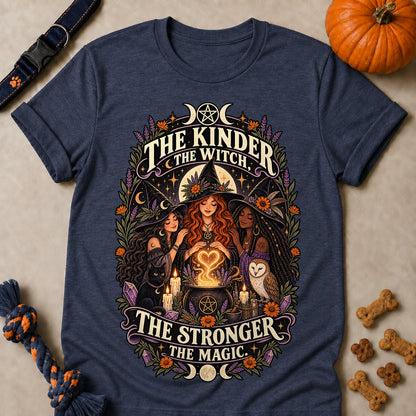 The Kinder The Witch, The Stronger The Magic Colored Print T-Shirt - Heather Navy - Brooke & Belle