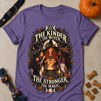 The Kinder The Witch, The Stronger The Magic Colored Print T-Shirt - Heather Purple - Brooke & Belle