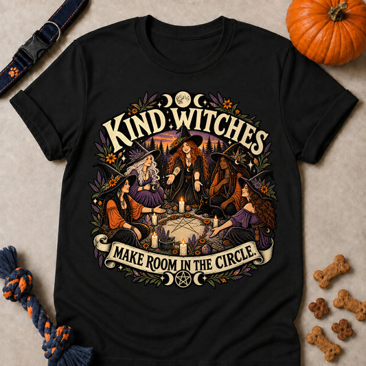 Kind Witches Make Room In The Circle Colored Print T-Shirt - Black - Brooke & Belle