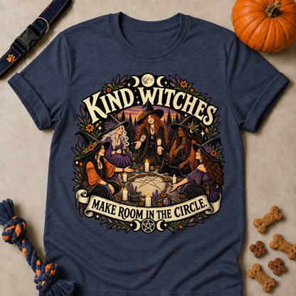 Kind Witches Make Room In The Circle Colored Print T-Shirt - Heather Navy - Brooke & Belle