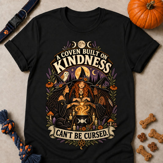 A Coven Built On Kindness Can't Be Cursed Colored Print T-Shirt - Black - Brooke & Belle