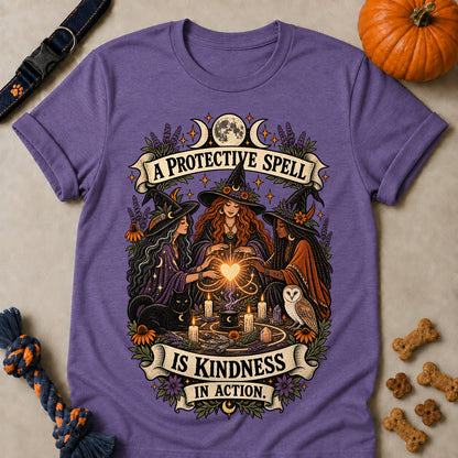 A Protective Spell Is Kindness In Action Colored Print T-Shirt - Heather Purple - Brooke & Belle