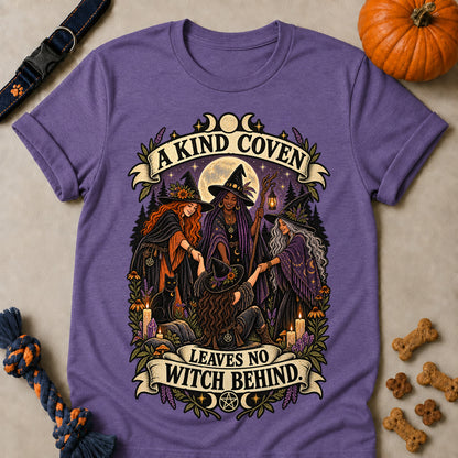 A Kind Coven Leaves No Witch Behind Colored Print T-Shirt - Heather Purple - Brooke & Belle