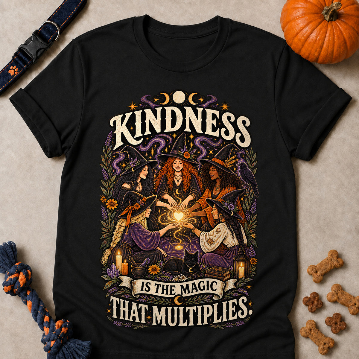 Kindness Is The Magic That Multiplies Colored Print T-Shirt - Black - Brooke & Belle